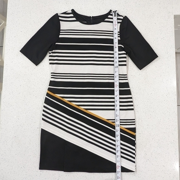 Donna Ricco black white striped sheath dress above knee length short sleeves 8P - Picture 5 of 11